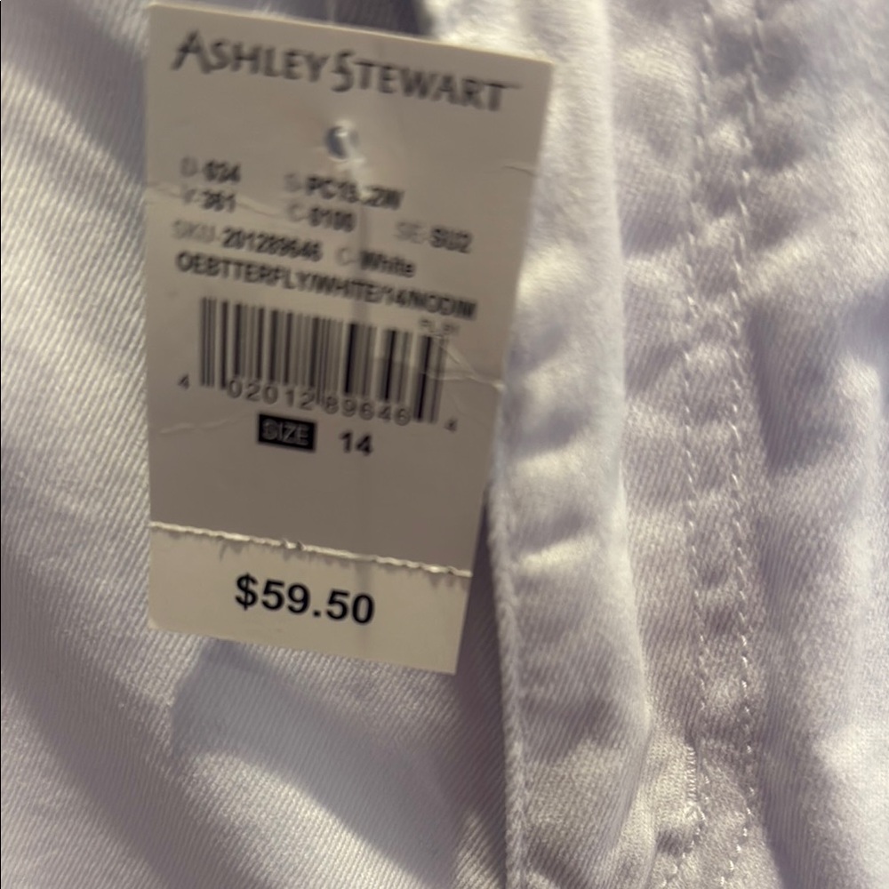 White Jeans with Colorful Butterfly Embroidery - Picture 3 of 4